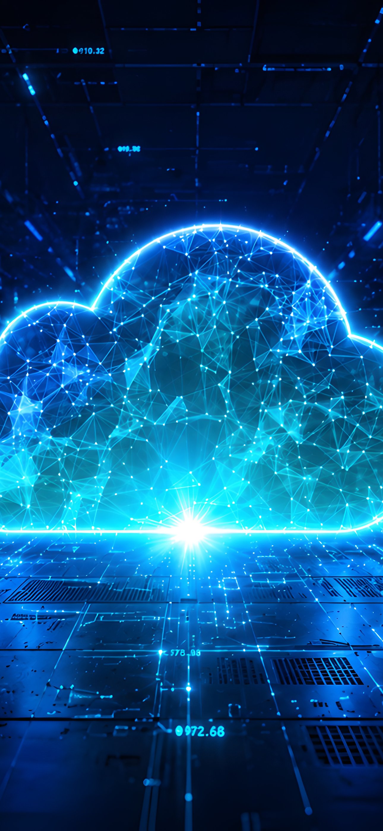Data Center with Digital Cloud - Wallpapers for iPhone 15 Pro Max/14 Pro Max in 1290x2796 resolution