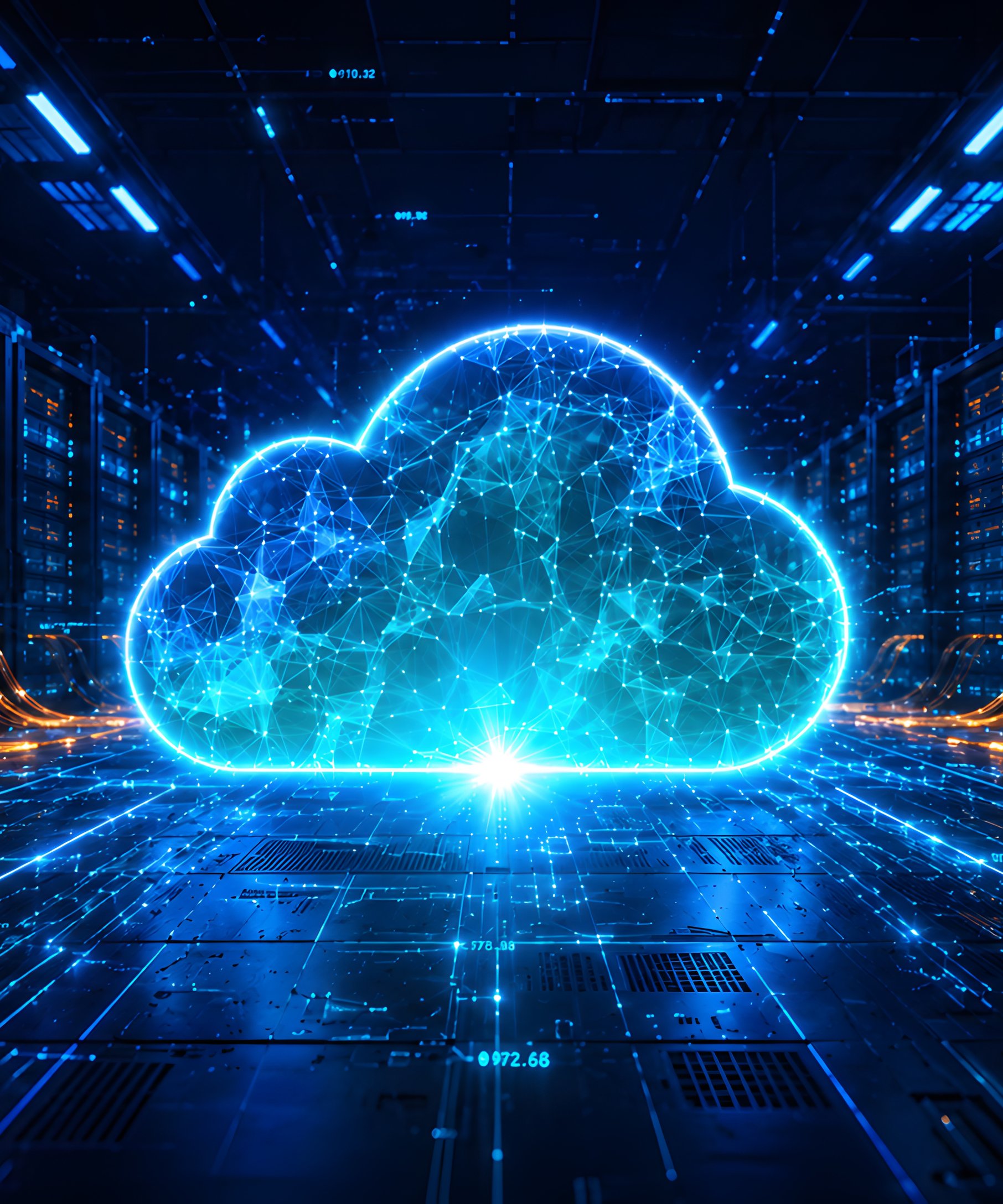 Data Center with Digital Cloud - Wallpapers for Samsung Galaxy Z Fold4/Z Fold5/Z Fold6 in 1812x2176 resolution