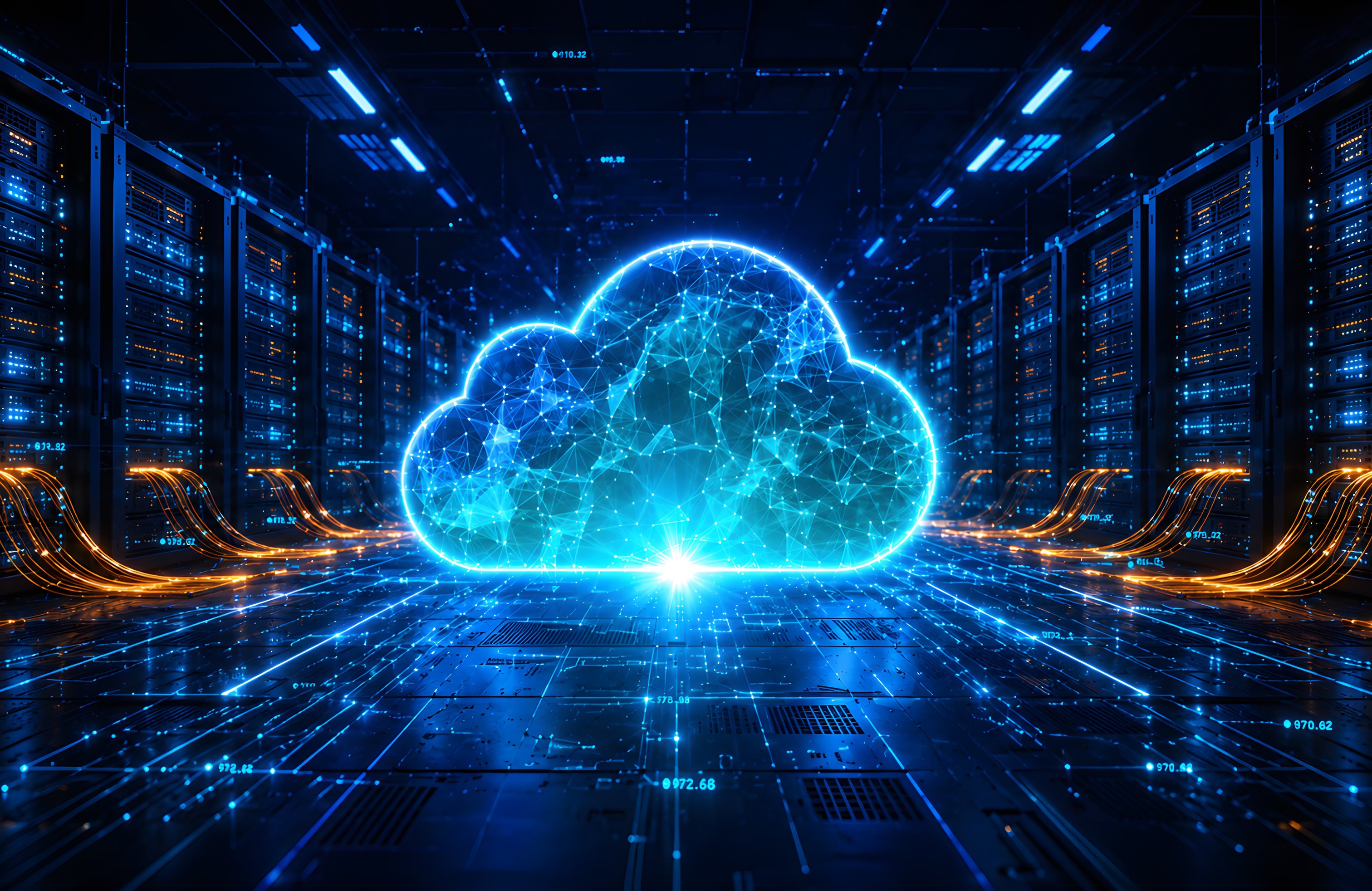 Data Center with Digital Cloud - Wallpapers for Apple MacBook 14.2″ in 3024x1964 resolution