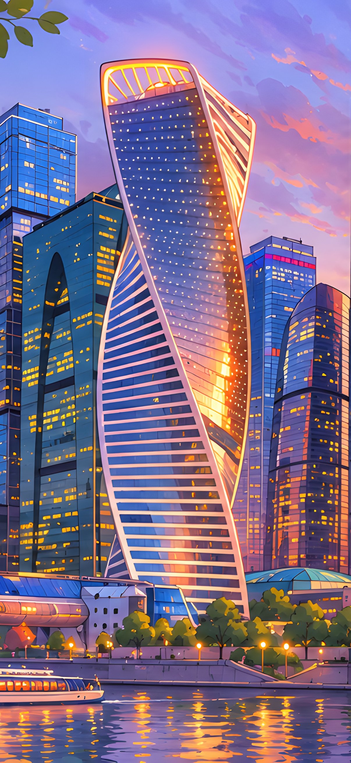 Moscow-City skyscrapers at sunset - Wallpapers for iPhone 17 Pro/17/16 Pro in 1206x2622 resolution