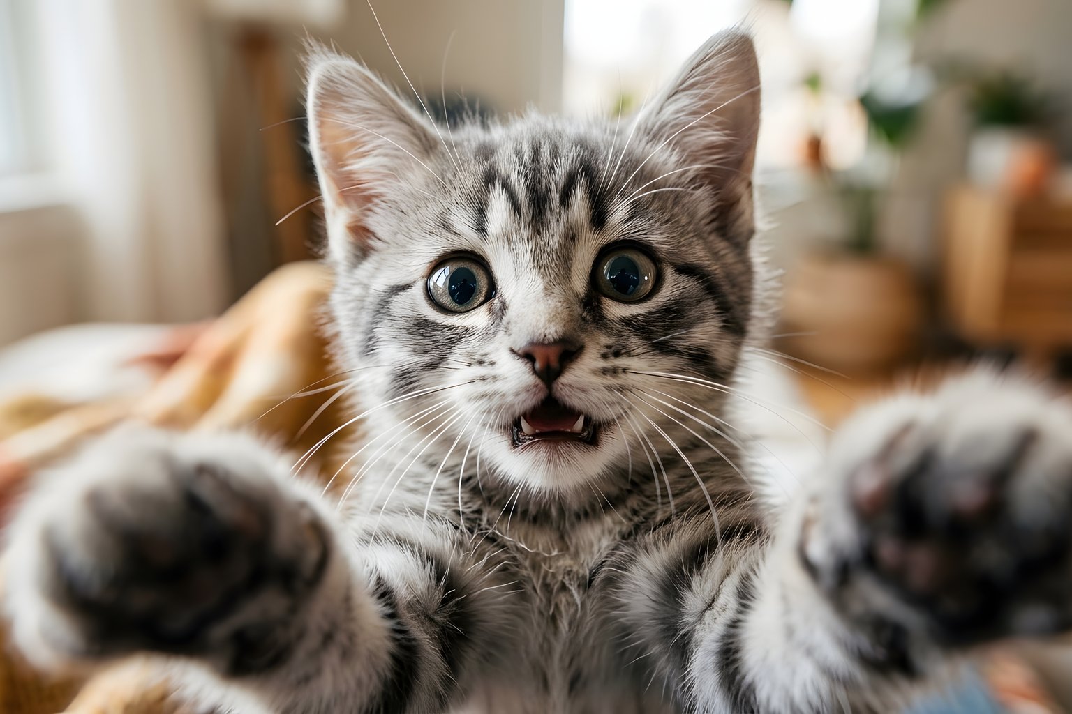 Gray Kitten on Bed - Microsoft Surface 12.4″ wallpapers in 1536x1024 resolution
