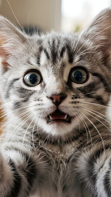 Gray Kitten on Bed - Wallpapers for Nokia, Samsung in 360x640 resolution