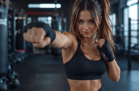 Обои спорт: фитнес, женщина, спортзал, бокс
