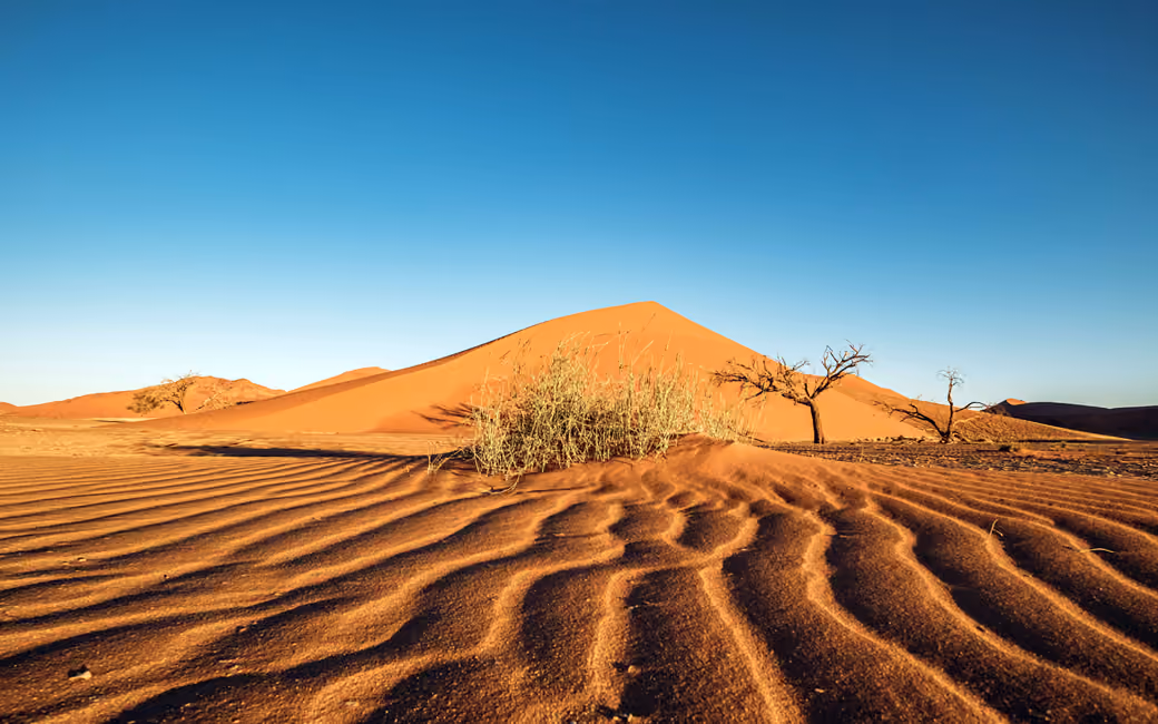 African Desert Dune at Sunset — desktop and phone wallpaper, free download