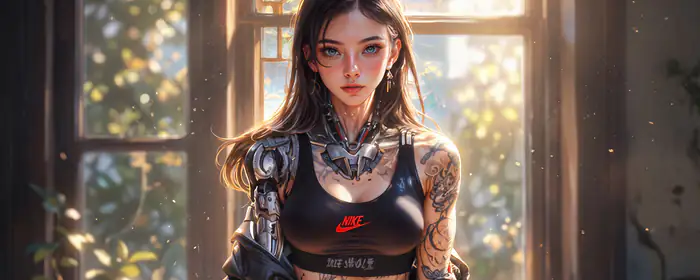 UltraWide 21:9 Illustrations wallpapers (2560x1080): alt girl, cyberpunk, cybernetic implants, tattoos