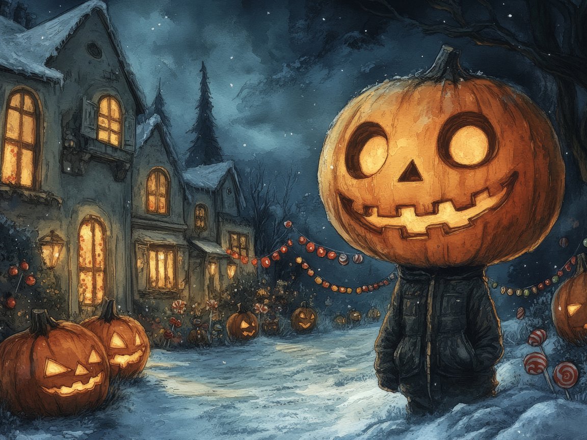 Boy with Jack-o-Lantern Head - XGA+ wallpapers in 1152x864 resolution