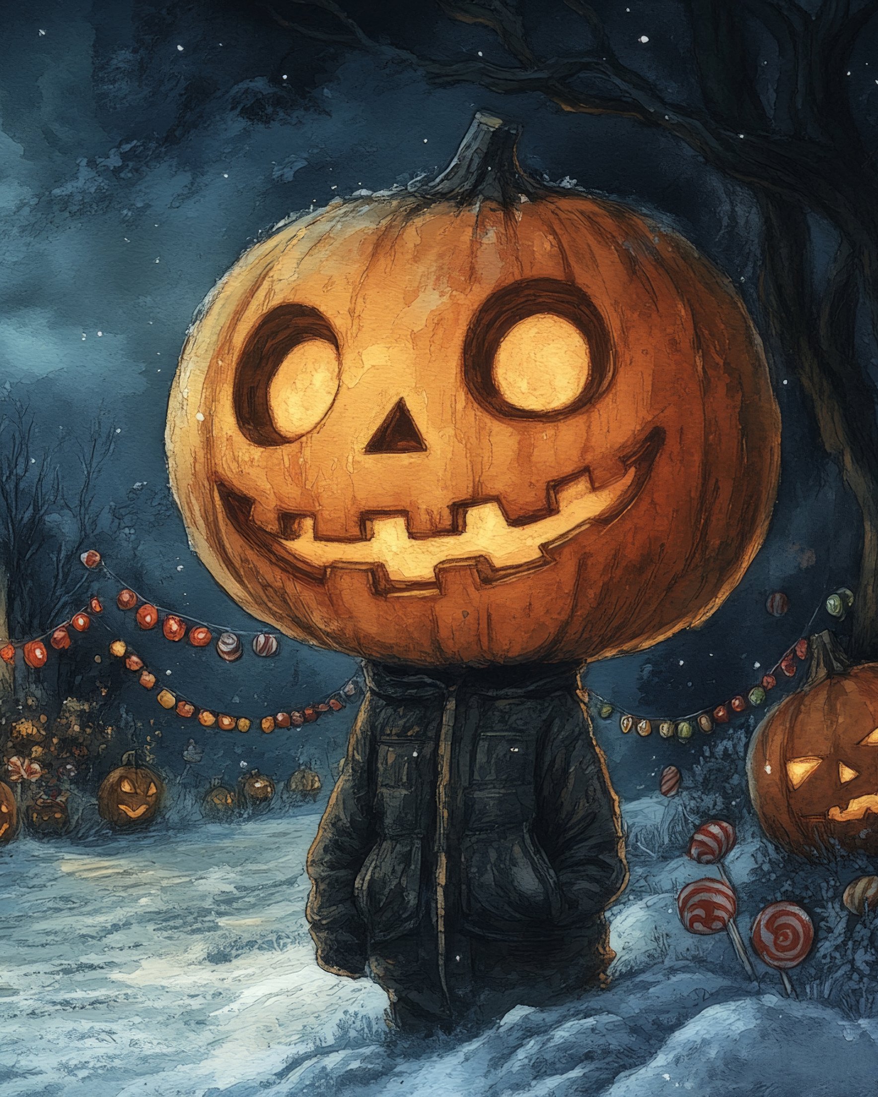 Boy with Jack-o-Lantern Head - Wallpapers for Samsung Galaxy Z Fold 2/3 in 1768x2208 resolution