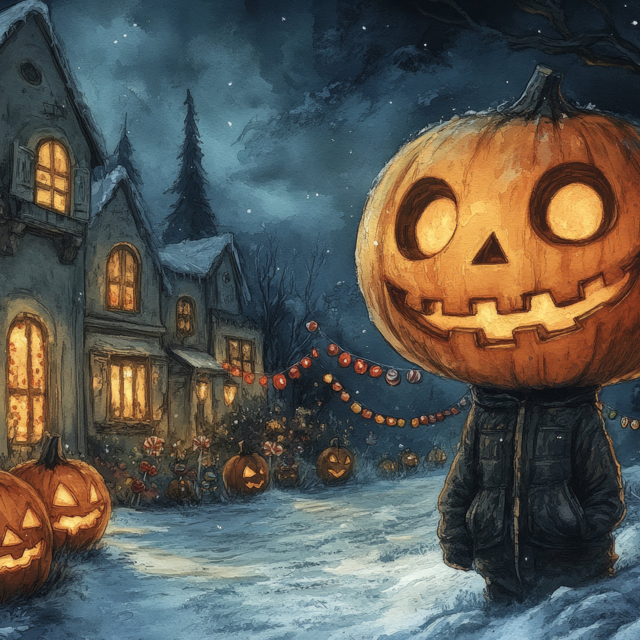 Boy with Jack-o-Lantern Head - Wallpapers for iPad Pro 11″ 2024 in 2420x2420 resolution