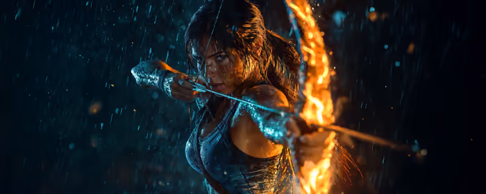 Обои игры: Tomb Raider, лук (оружие), девушка, бой