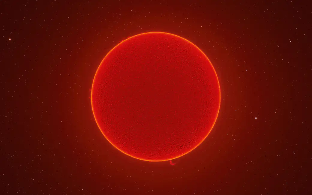 Red-Orange Sun in Solar System — desktop and phone wallpaper, free download