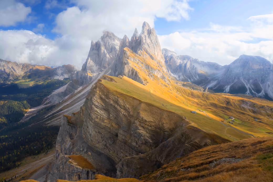Seceda Mountain in the Alps of Italy in autumn - Wallpapers for Samsung, HTC, Sony in 540x960 resolution