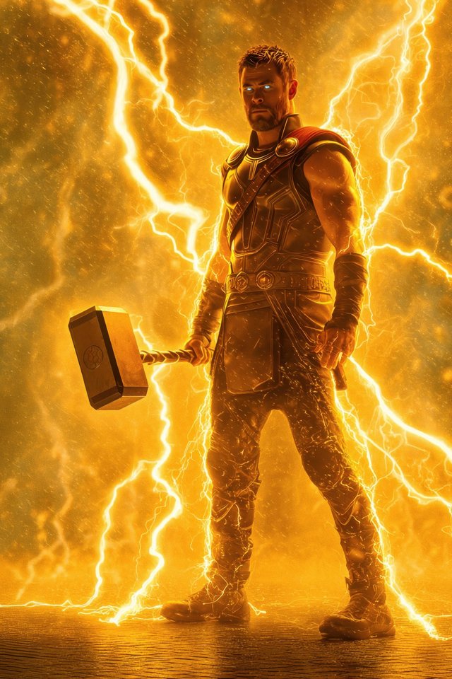 Thor with Hammer and Lightning - Wallpapers for iPhone 4/4S in 640x960 resolution
