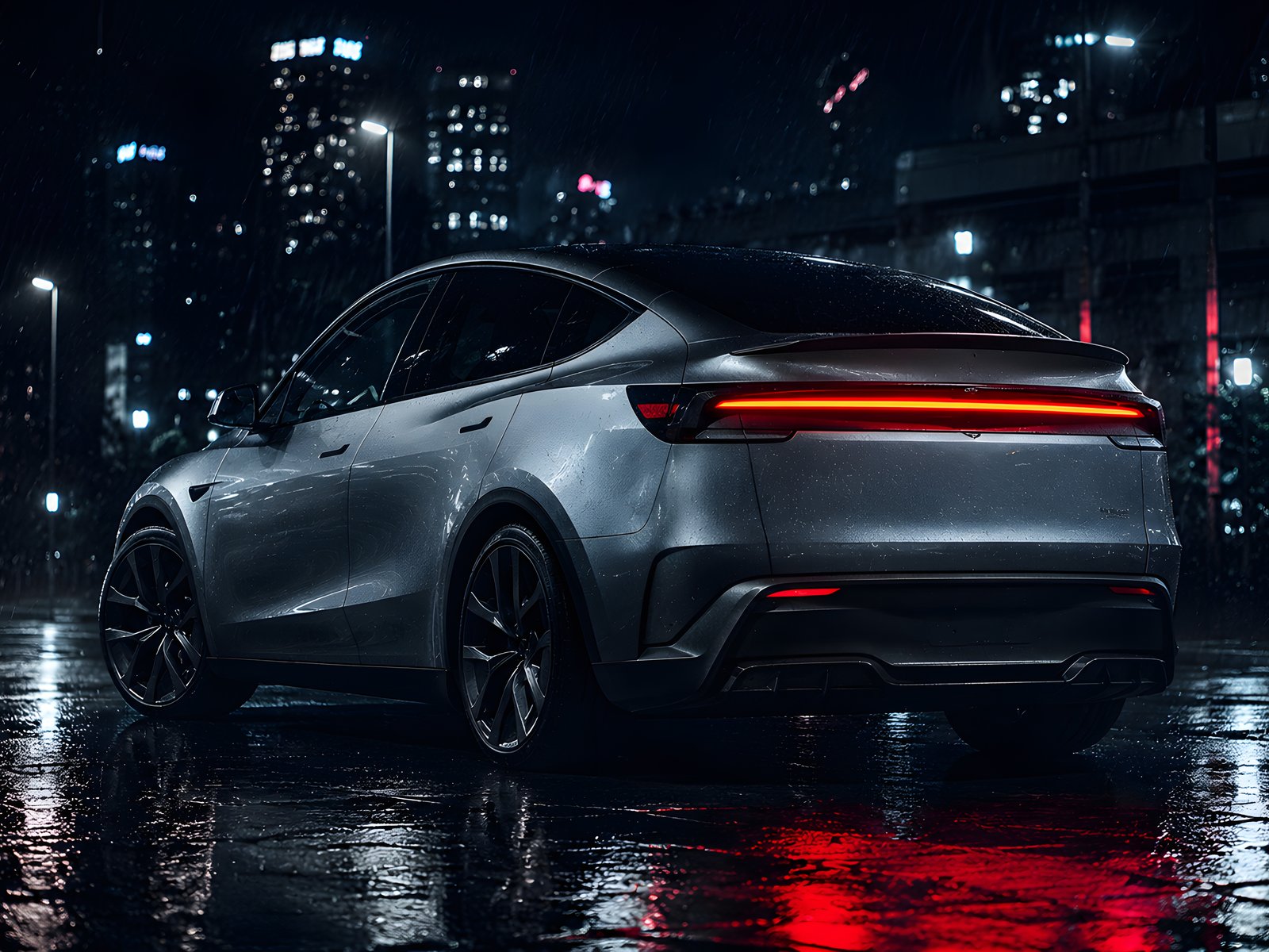 Tesla Model Y Performance at Night - UXGA wallpapers in 1600x1200 resolution