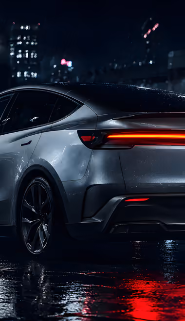 Обои машины: Tesla Model Y, улица, ночь, дождь
