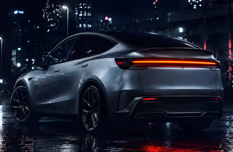 Обои машины: Tesla Model Y, улица, ночь, дождь
