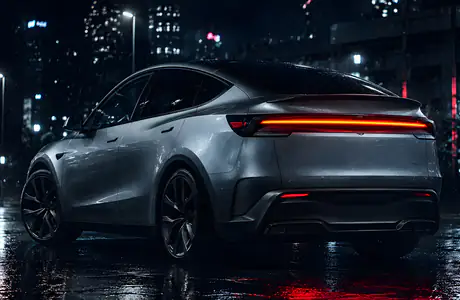 Обои машины: Tesla Model Y, улица, ночь, дождь
