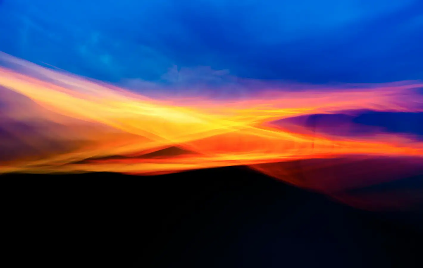 Bright orange light trails in the night — desktop and phone wallpaper, free download