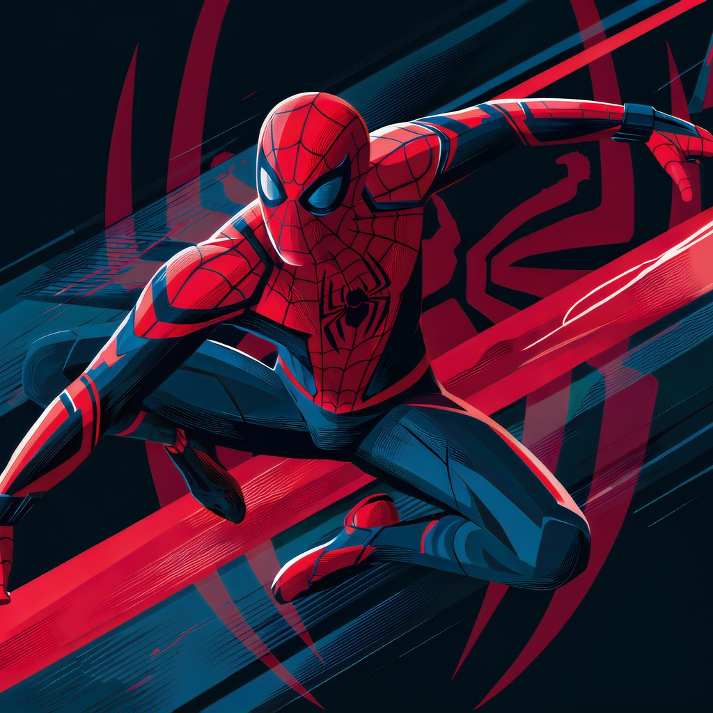Spider-Man jumping with web - Wallpapers for Apple iPad 1 in 1024x1024 resolution