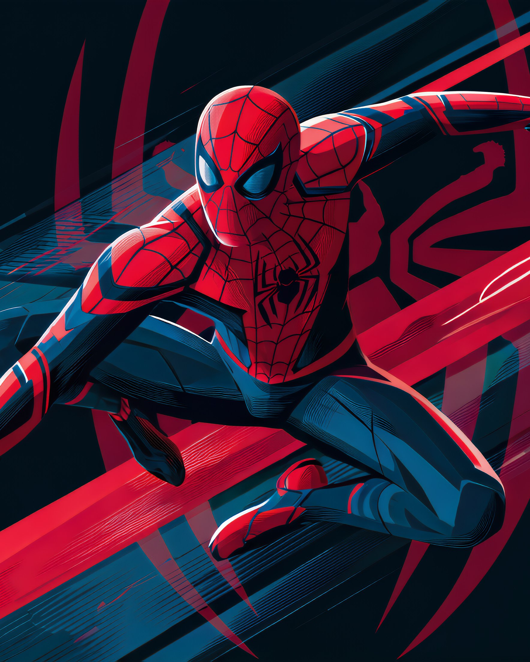 Spider-Man jumping with web - Wallpapers for Samsung Galaxy Z Fold 2/3 in 1768x2208 resolution