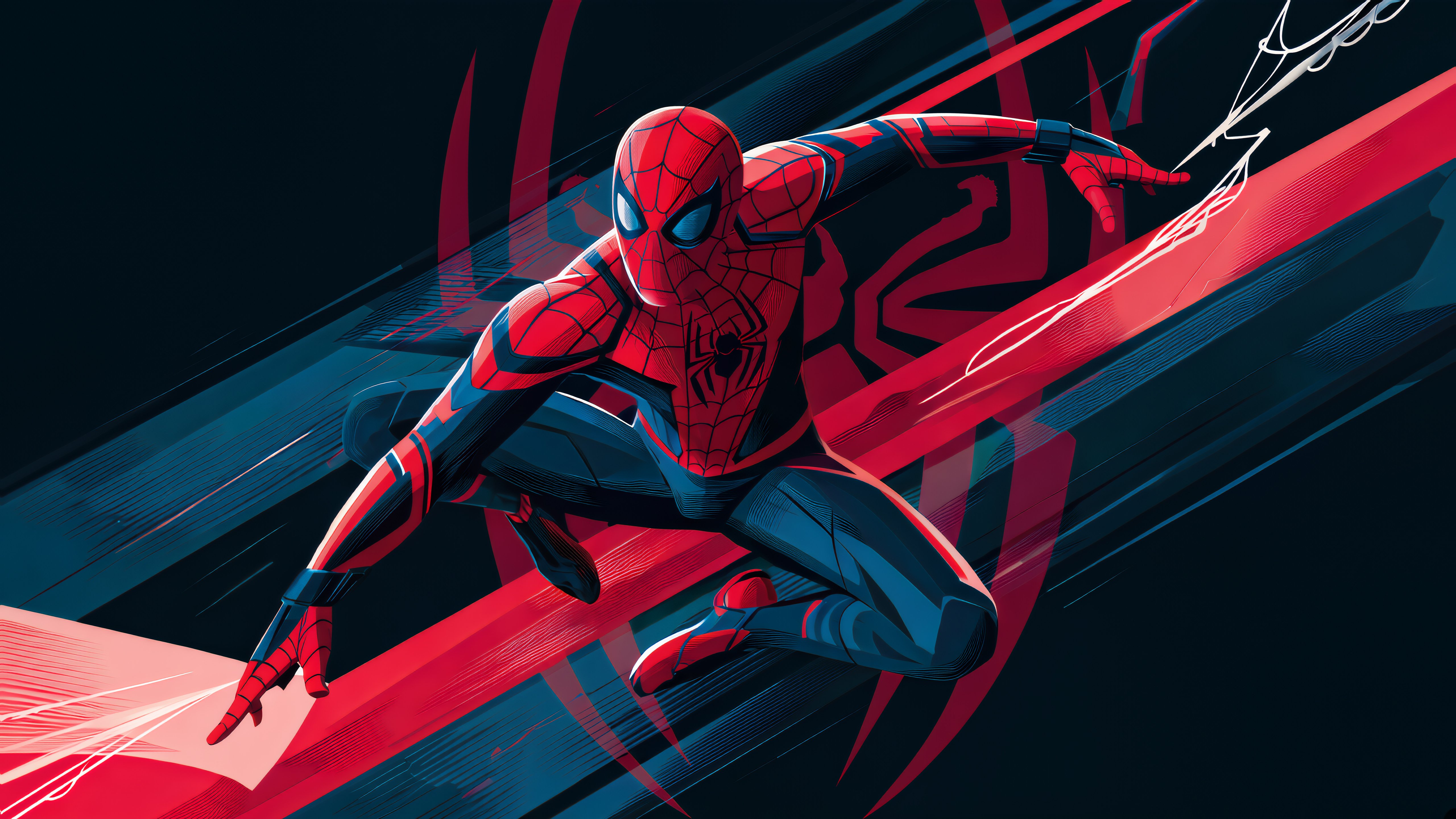 Spider-Man jumping with web - 5K wallpapers in 5120x2880 resolution