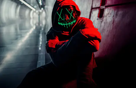 WSXGA darkness wallpapers (1440x900): man, lED Purge Mask, neon, mask