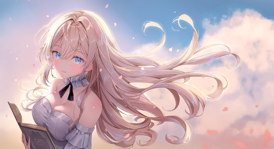 Anime Girl Reading a Book — desktop and phone wallpaper, free download