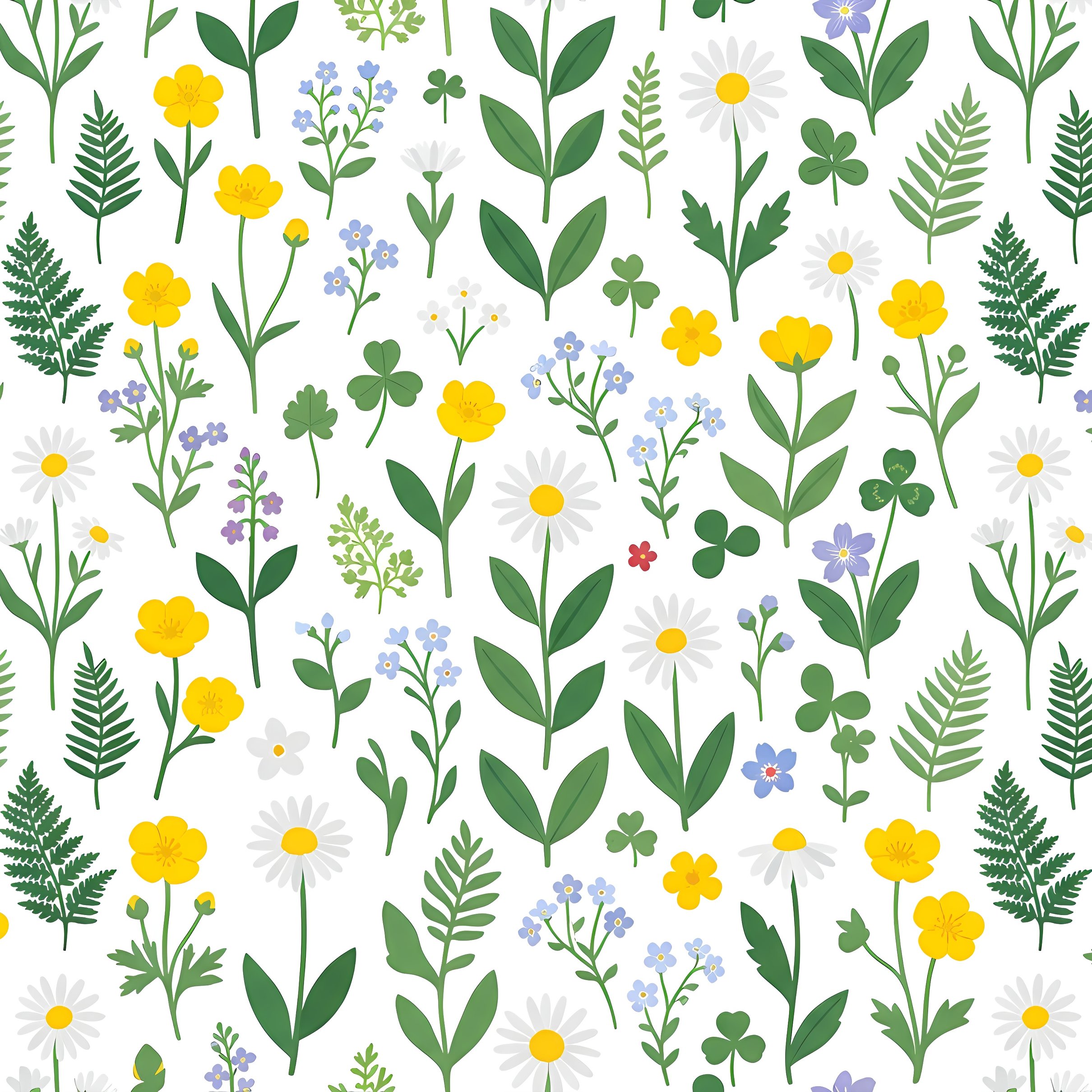 Chamomile Floral Pattern - Wallpapers for iPad Pro 11″ 2024 in 2420x2420 resolution