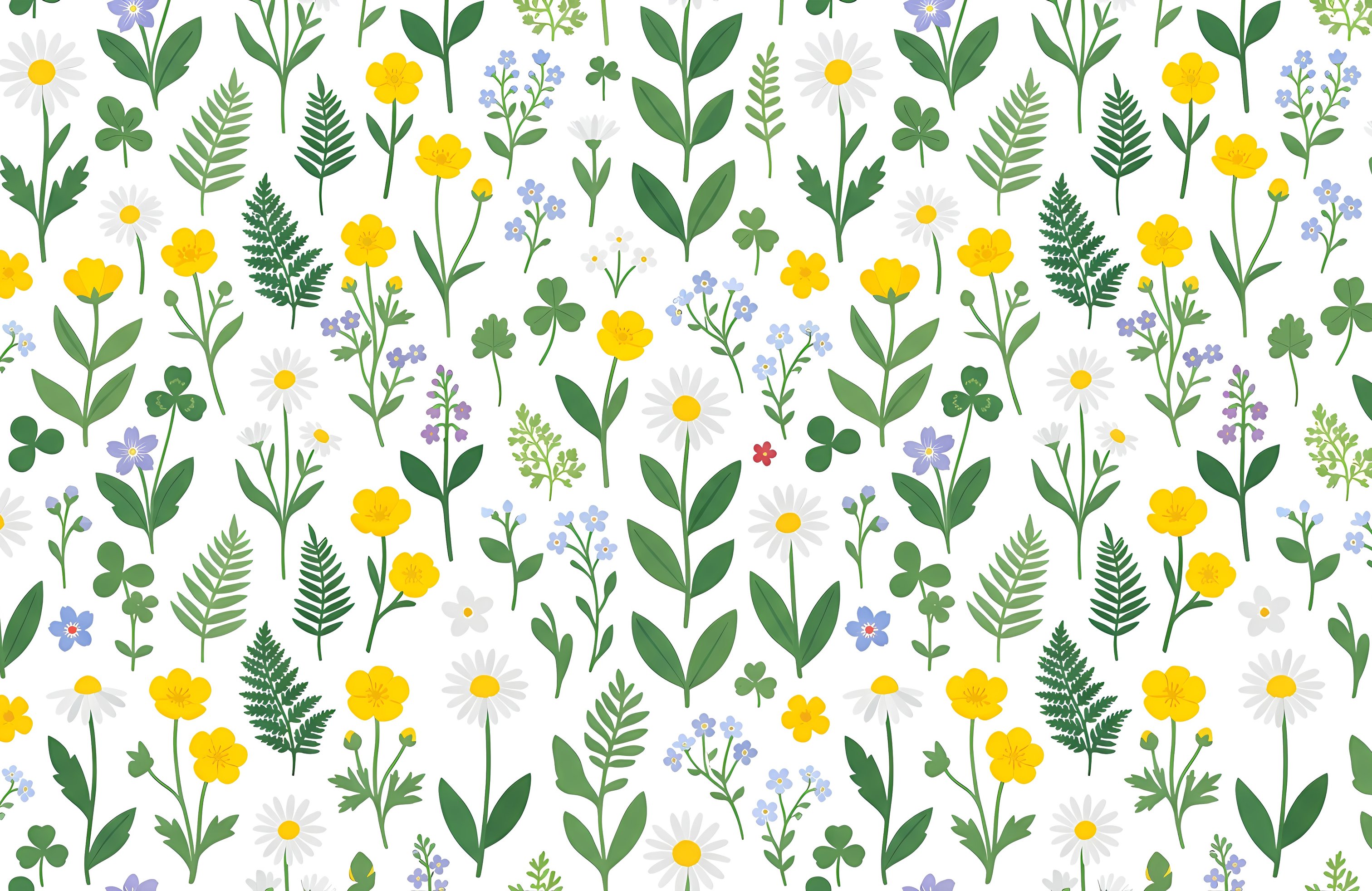 Chamomile Floral Pattern - Wallpapers for Apple MacBook 14.2″ in 3024x1964 resolution