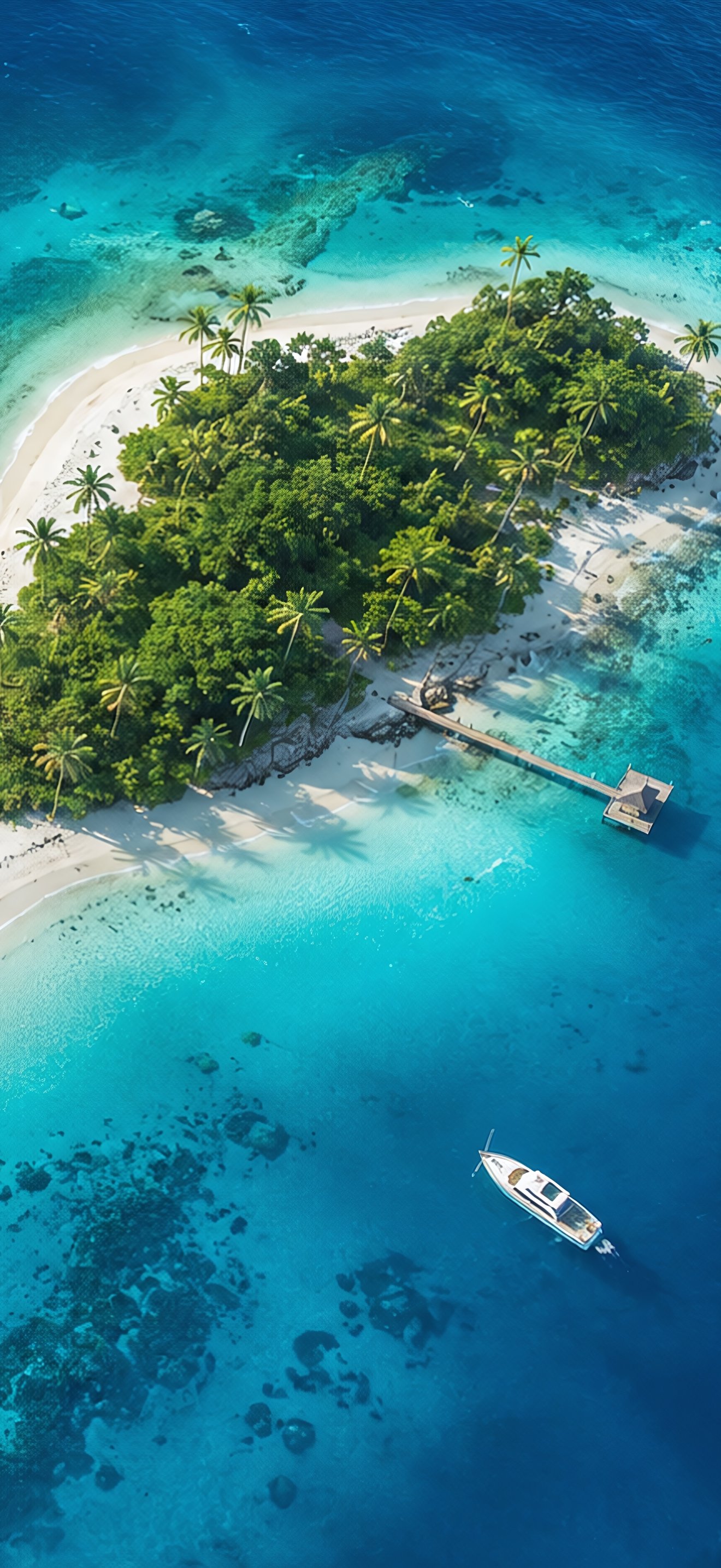 Tropical islands with palm trees and reef - Wallpapers for iPhone 17 Pro Max/16 Pro Max in 1320x2868 resolution