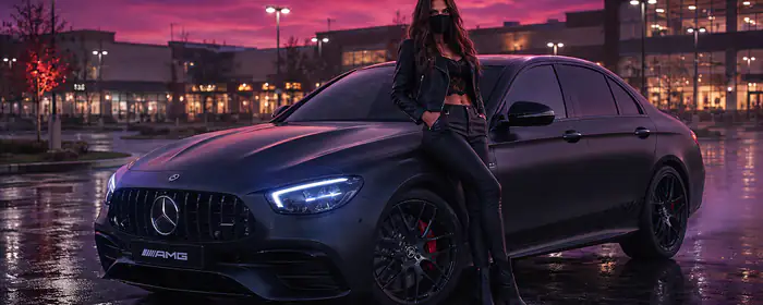 UltraWide 32:9 sunset wallpapers (5120x1440): Mercedes-Benz E63 AMG, Mercedes-Benz E-Class, woman, sedan