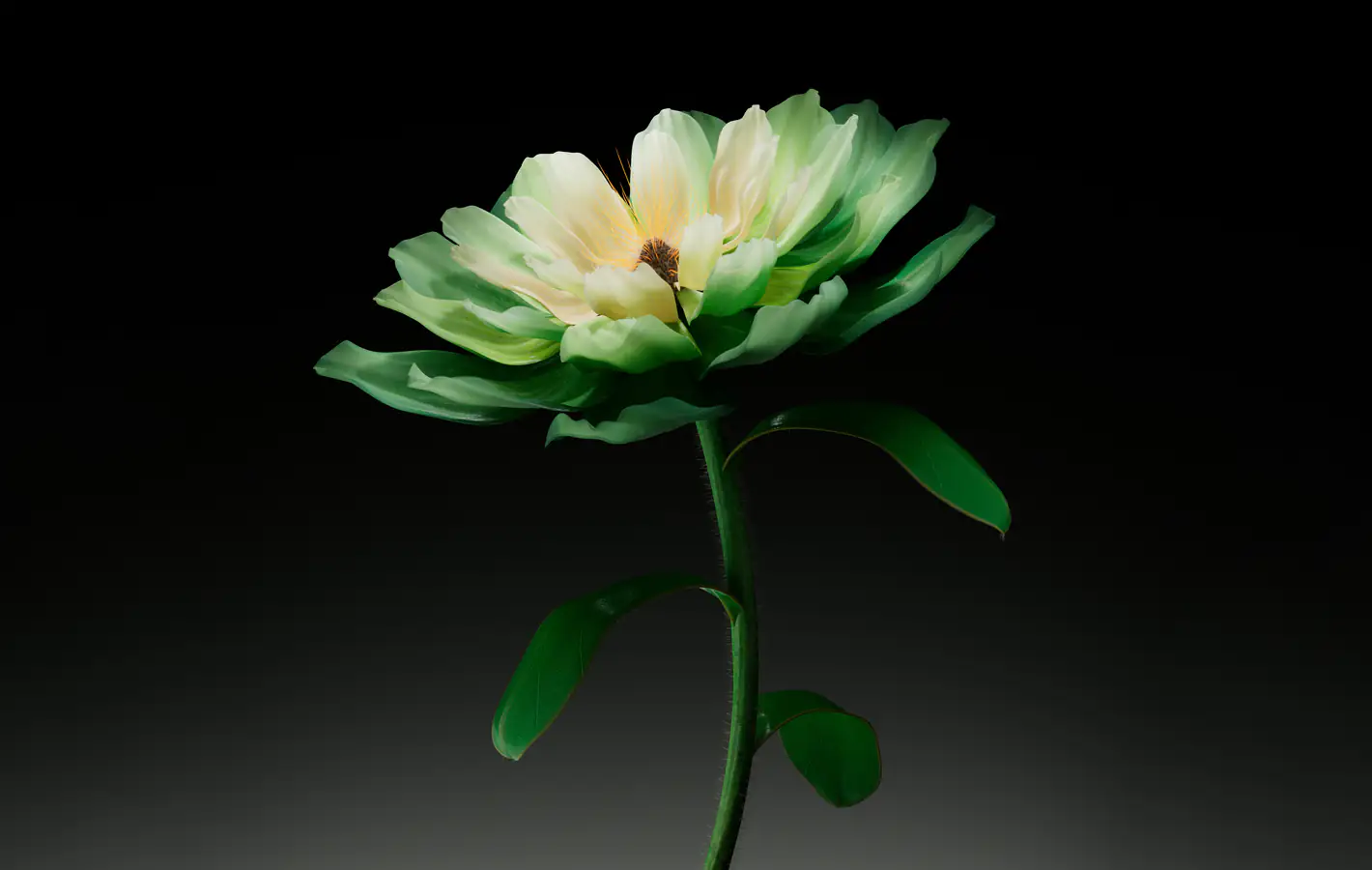 Green Petaled Flower Macro — desktop and phone wallpaper, free download