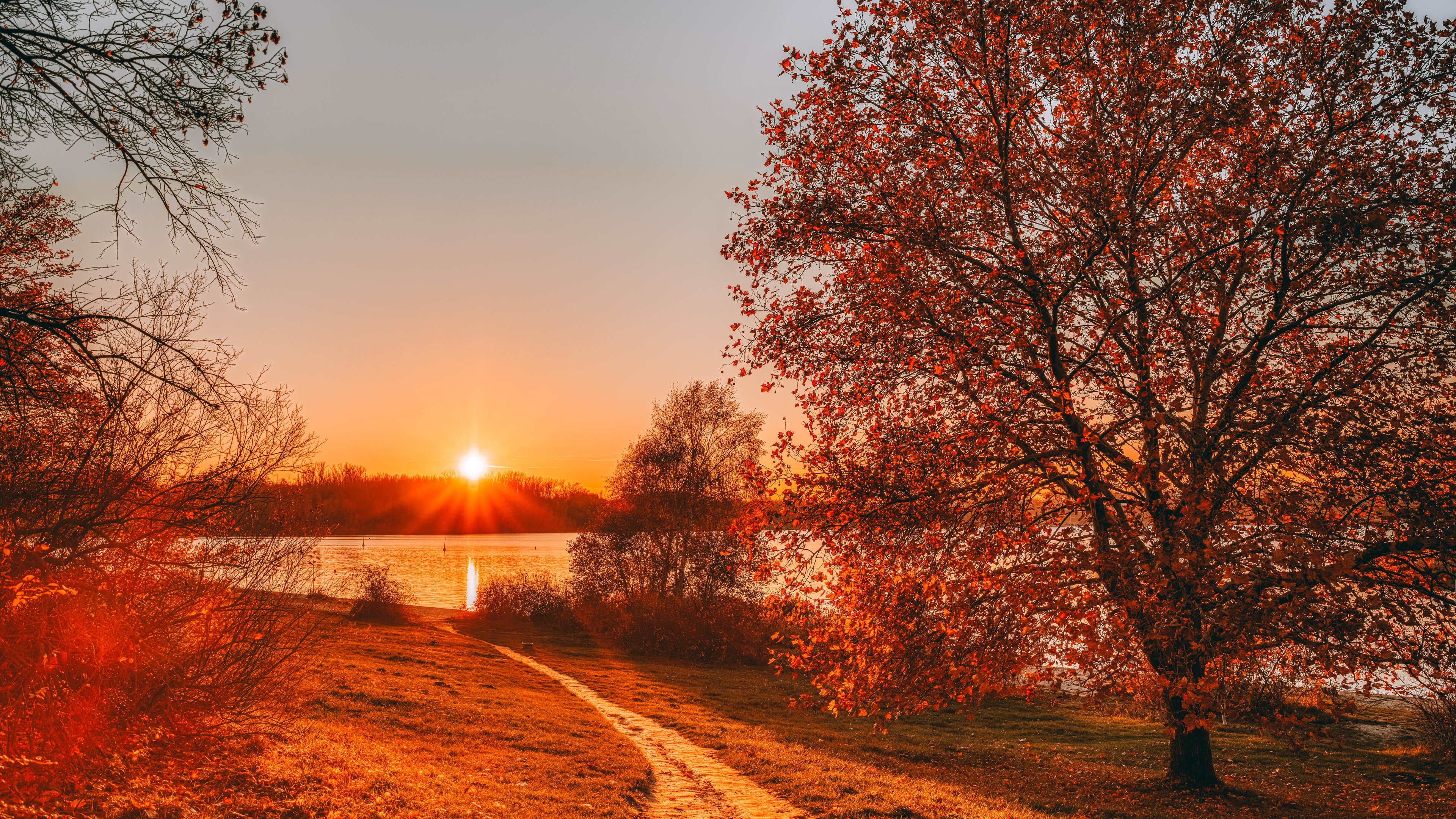 Autumn River Sunset - 4K PC Wallpapers in 3840x2160 resolution