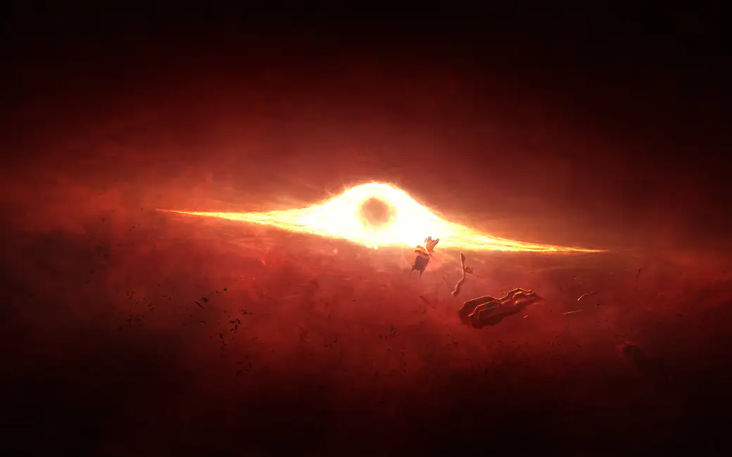 Bright black hole is pulling objects in — desktop and phone wallpaper, free download