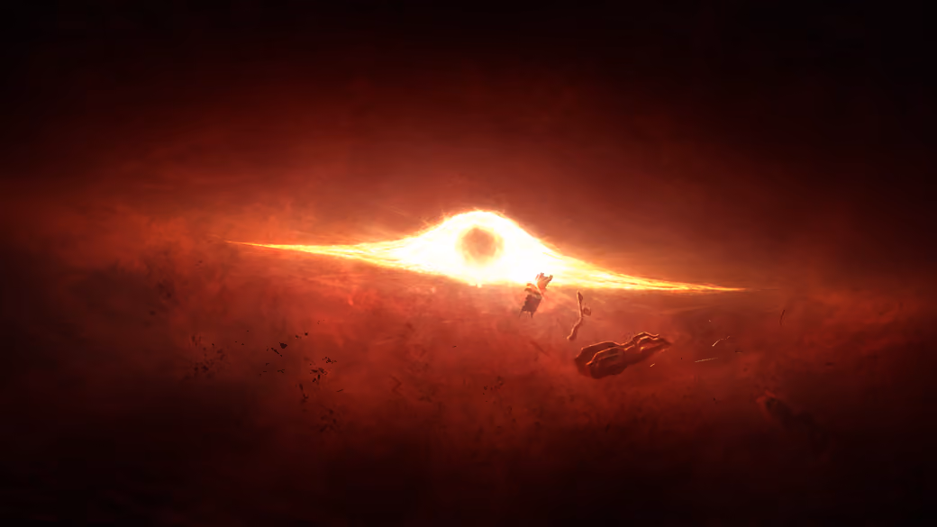 Bright black hole is pulling objects in - UltraWide 21:9 wallpapers in 3440x1440 resolution