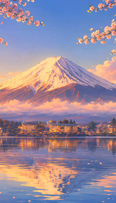 Town Wallpapers for Honor/Huawei (1080x2376): Fuji, Japan, Asia, mountains