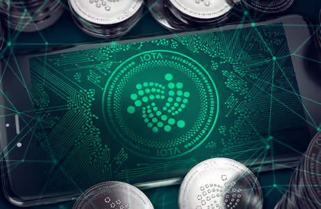 Обои технологии: iOTA, криптовалюта, блокчейн, смартфон
