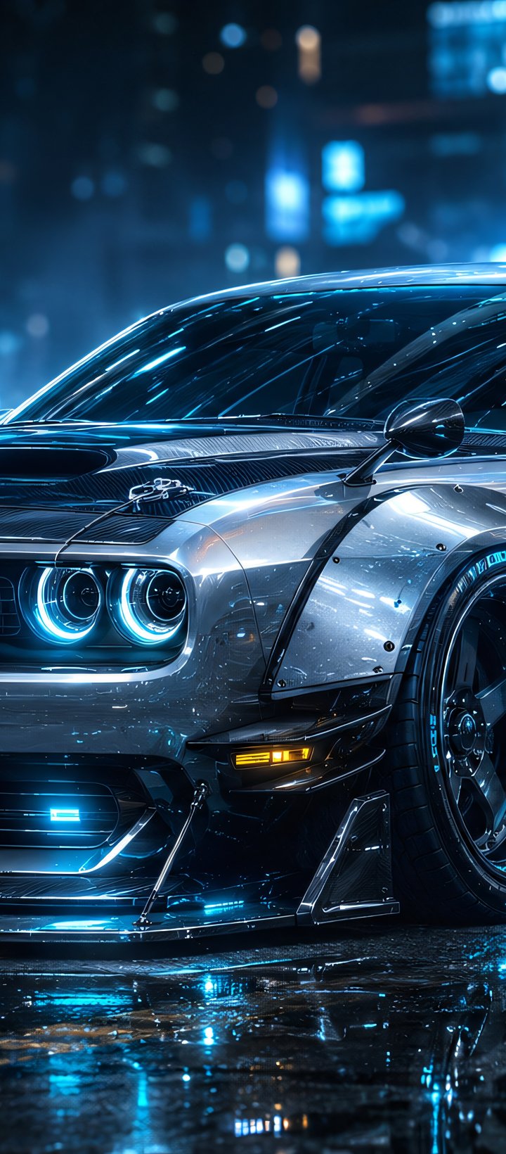 Киберпанк Dodge Challenger SRT - Обои для Xiaomi Redmi 14C, POCO C71/C75/M7, Infinix Note 8 в разрешении 720x1640