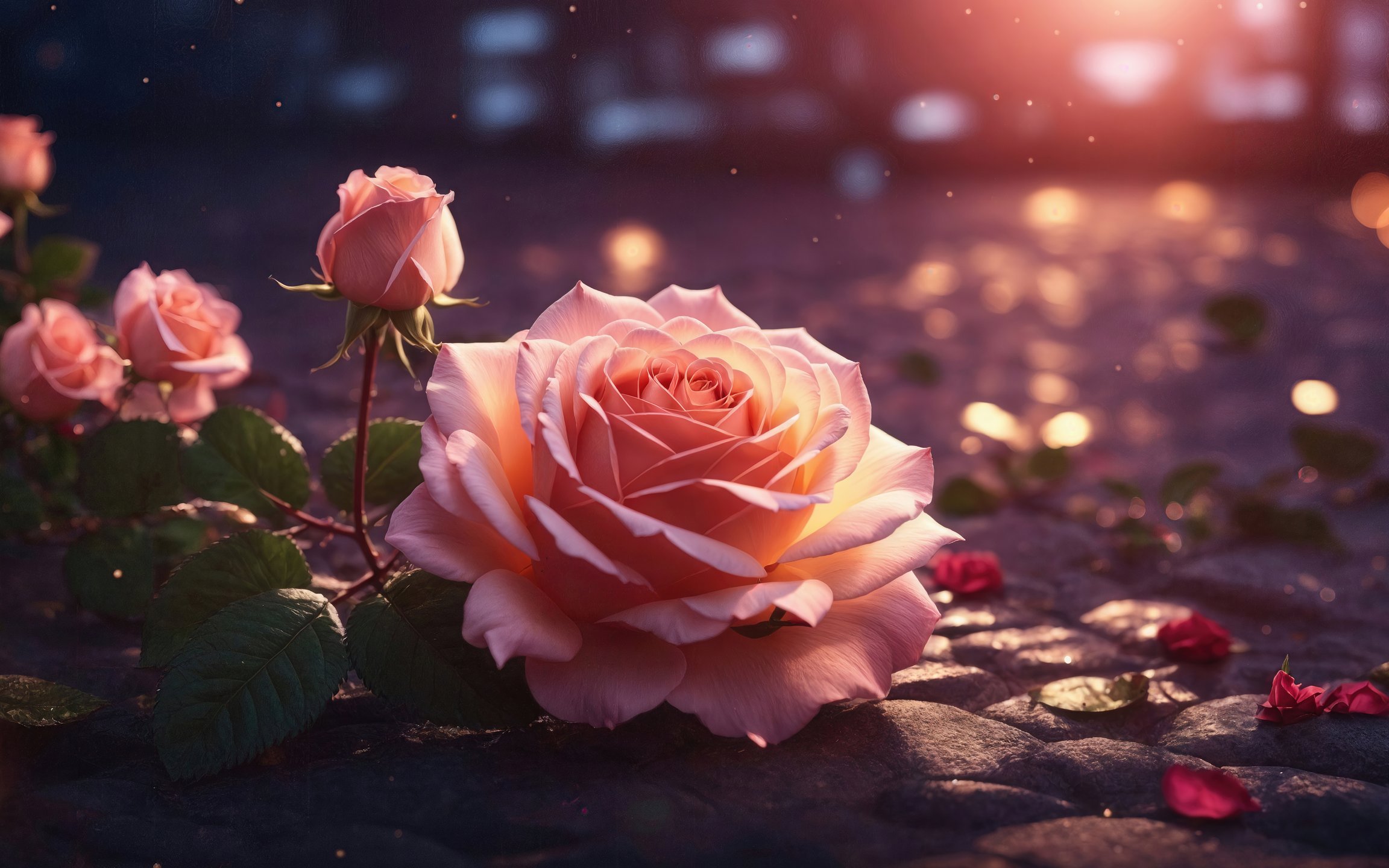 Pink roses at sunset - Wallpapers for Apple MacBook 12″ in 2304x1440 resolution