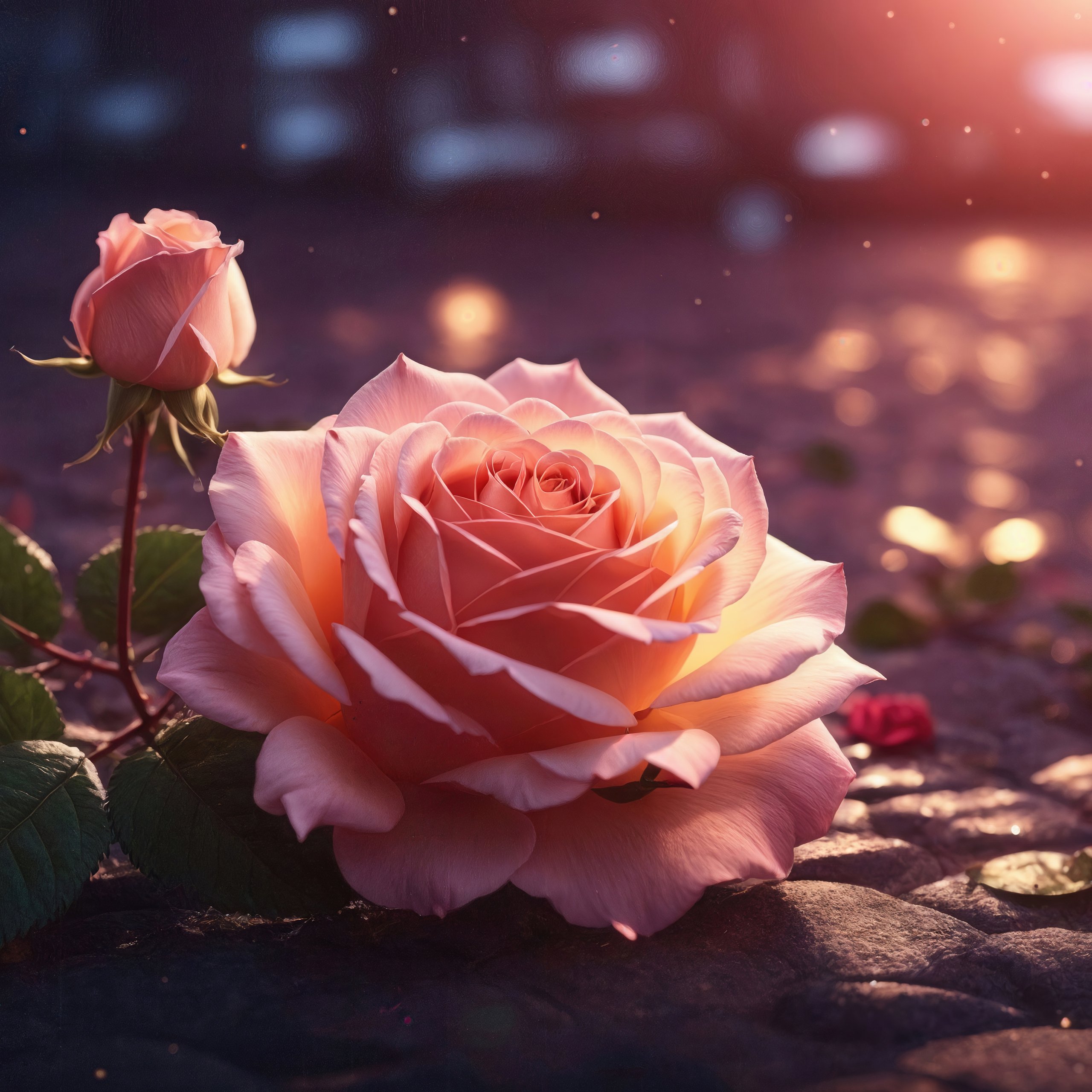 Pink roses at sunset - Wallpapers for Samsung Galaxy Tab S9 FE+/Tab S11, Xiaomi Pad 5, Redmi Pad 2 Pro, POCO Pad in 2560x2560 resolution