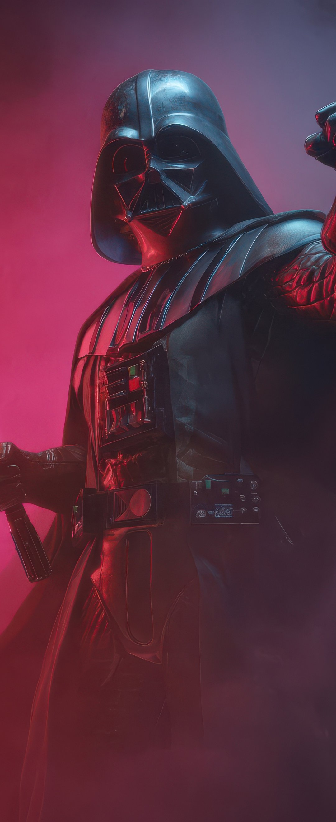 Darth Vader with a sword against a background of smoke - Wallpapers for Samsung Galaxy Z Flip6, Motorola Razr 2025 in 1080x2640 resolution