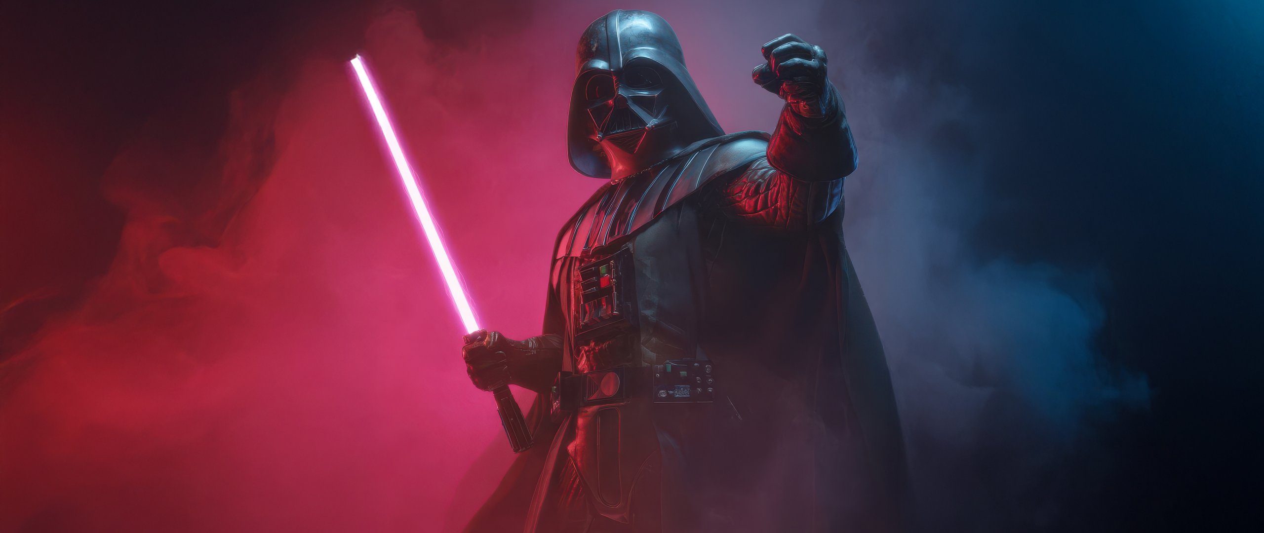 Darth Vader with a sword against a background of smoke - UltraWide 21:9 wallpapers in 2560x1080 resolution