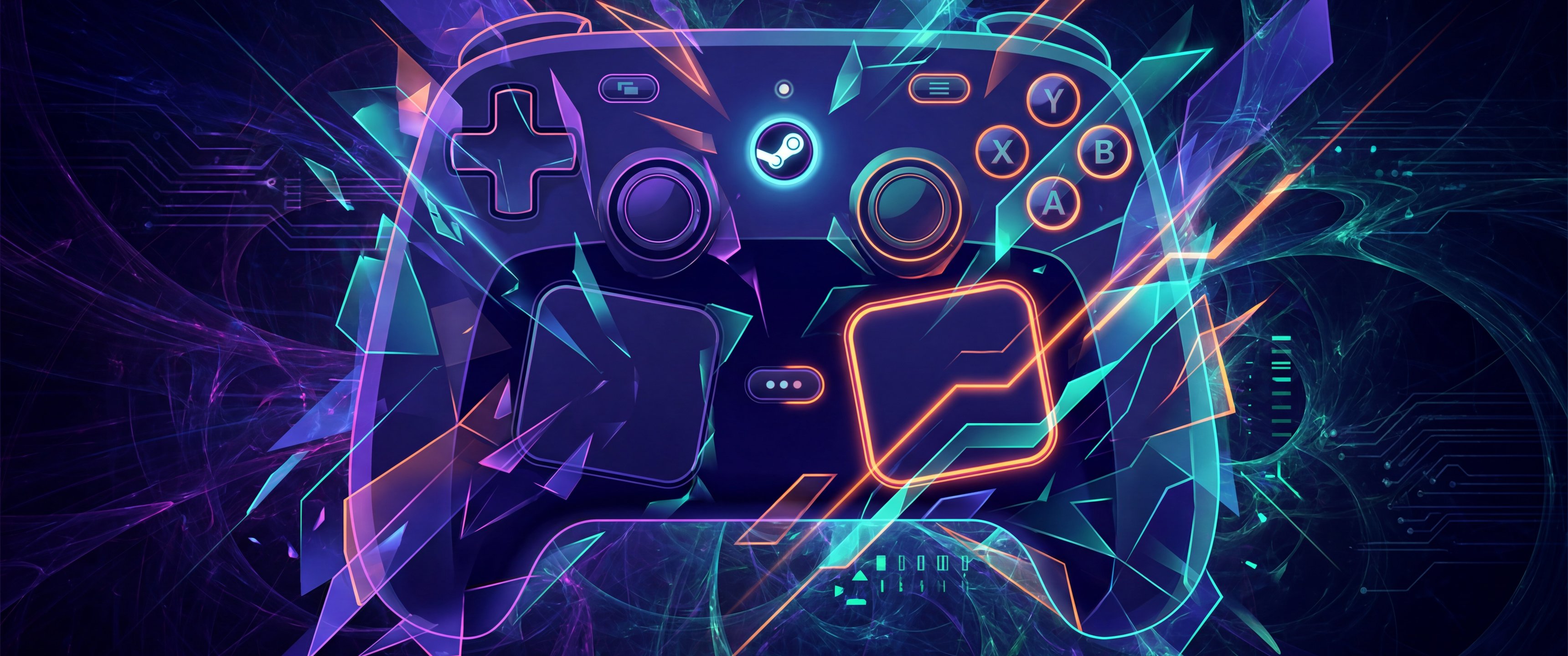 Neon Steam Controller - UltraWide 21:9 wallpapers in 3440x1440 resolution