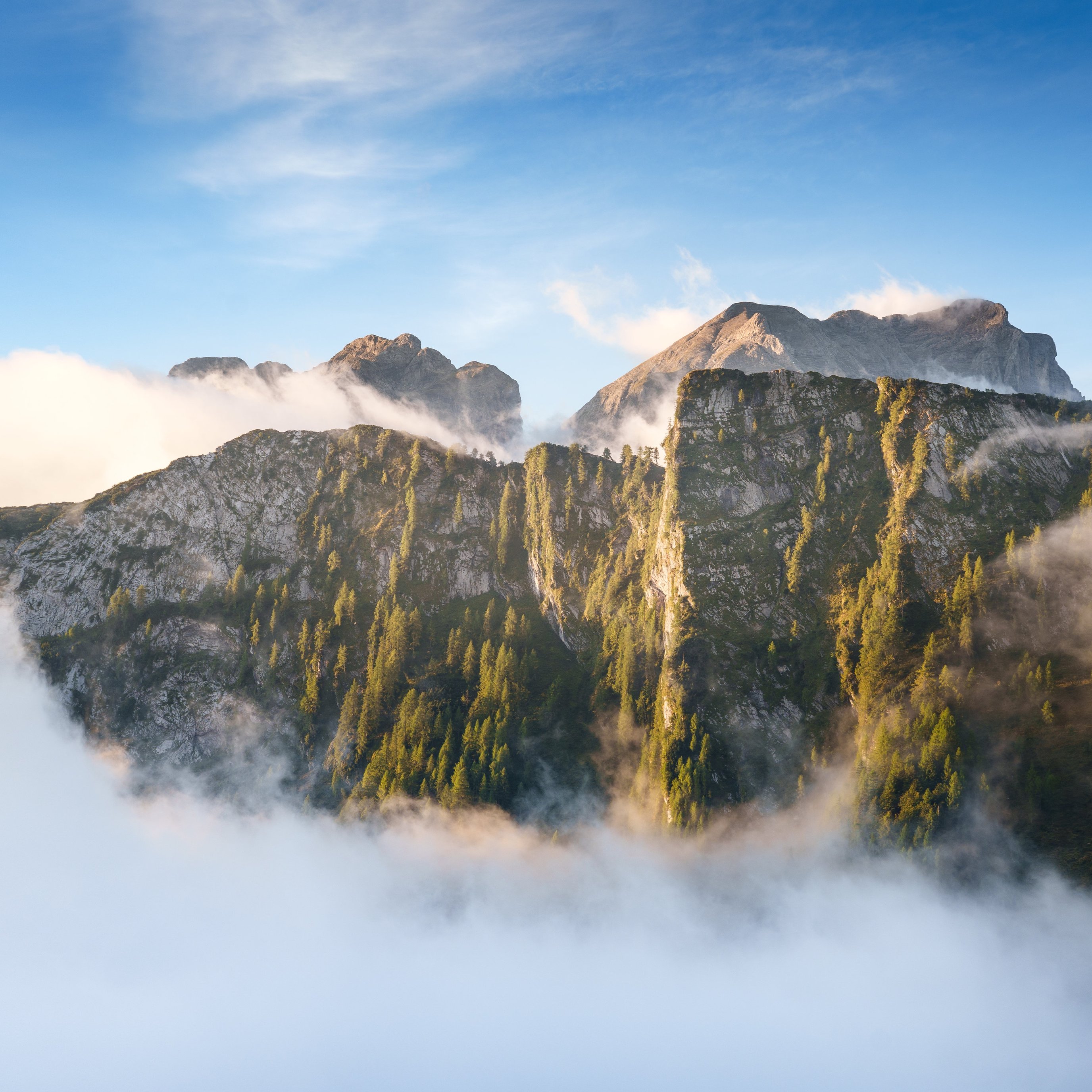 Peaks of the Dolomites in the morning fog - Wallpapers for iPad Pro 13″ in 2752x2752 resolution