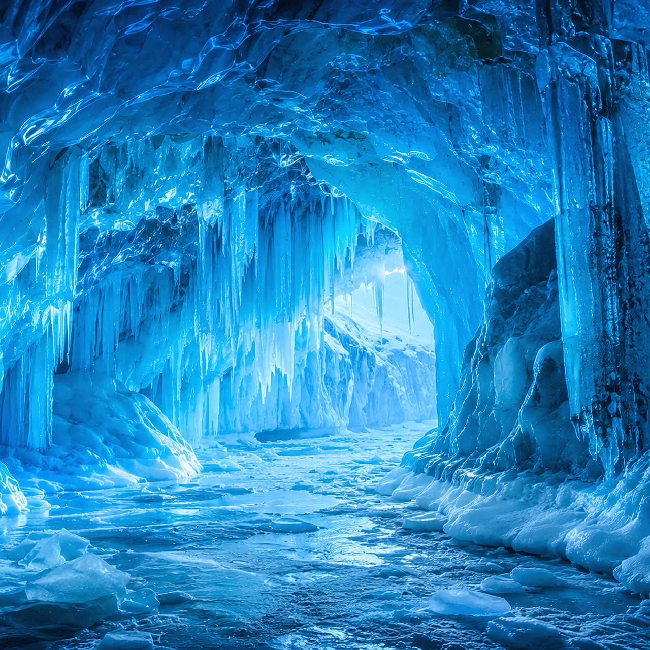 Blue ice cave in the Arctic - Wallpapers for Lenovo, Huawei in 1280x1280 resolution