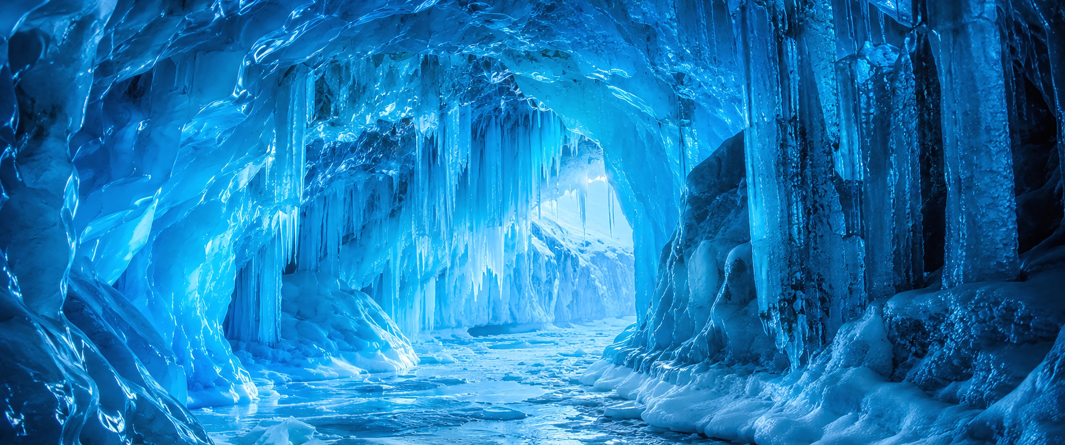 Blue ice cave in the Arctic - UltraWide 21:9 wallpapers in 3440x1440 resolution