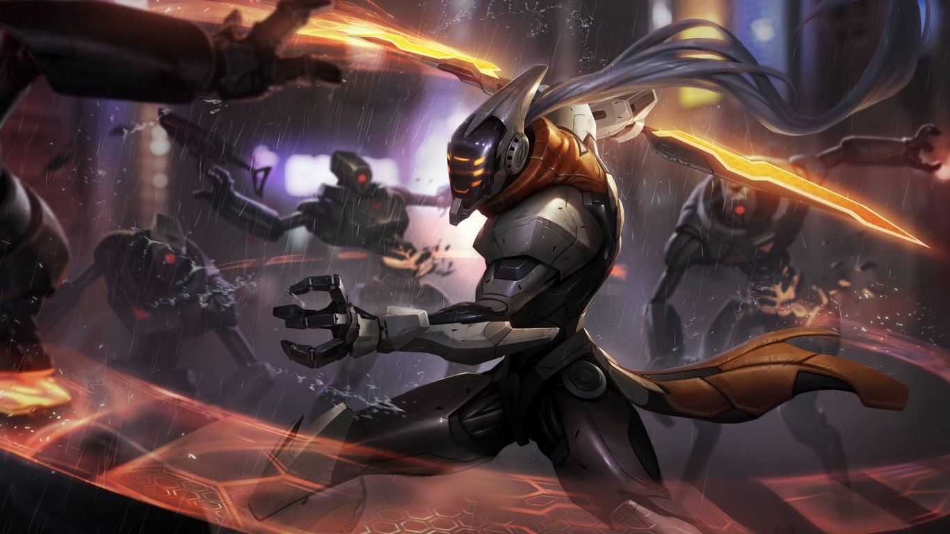 Master Yi in a robot skin from League Of Legends - Laptop Wallpapers in 1366x768 resolution