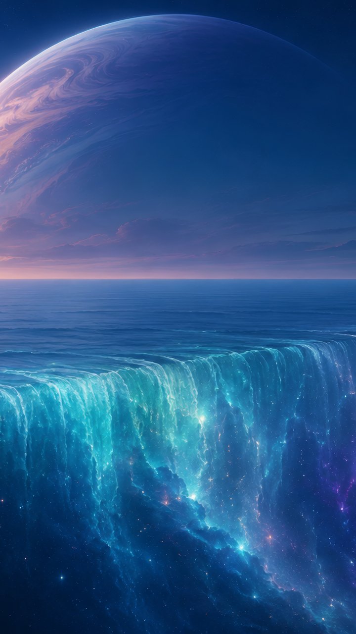 Ocean Overflowing Planet Edge - Wallpapers for Samsung/LG in 720x1280 resolution