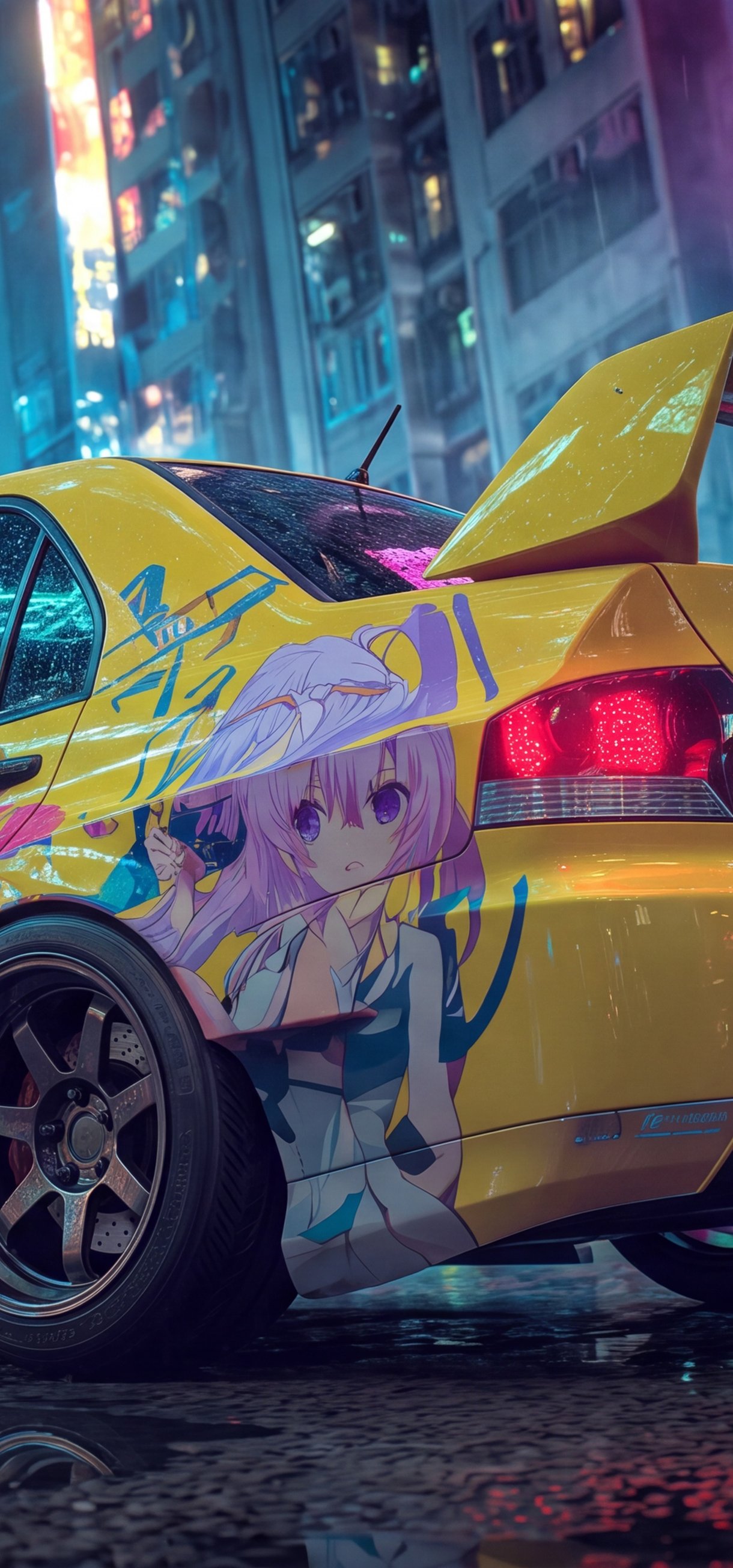 Mitsubishi Lancer Evolution with anime liveries - Wallpapers for Xiaomi 17/17 Pro in 1220x2608 resolution