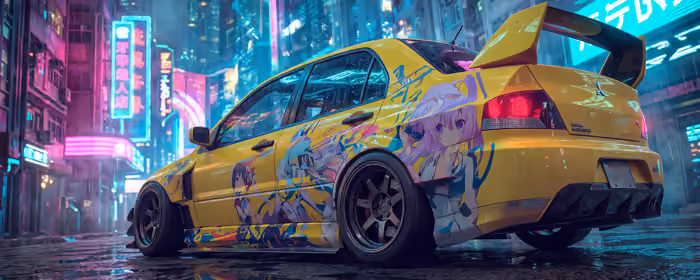 UltraWide 21:9 обои производительность (2560x1080): Lancer Evolution, Mitsubishi, киберпанк, седан
