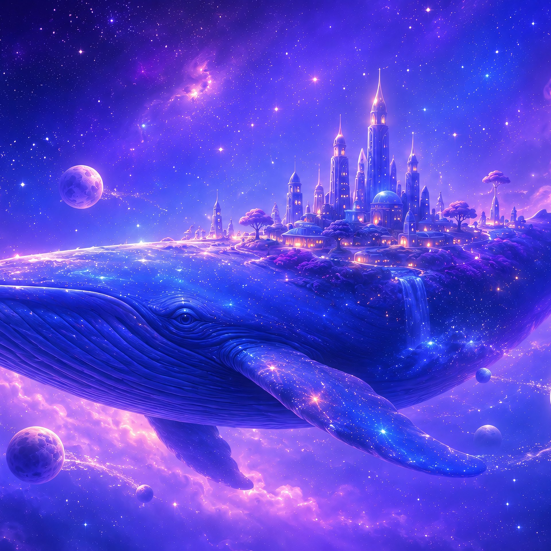 Flying City on a Whale in Space - Wallpapers for Samsung Galaxy Tab in 1920x1920 resolution